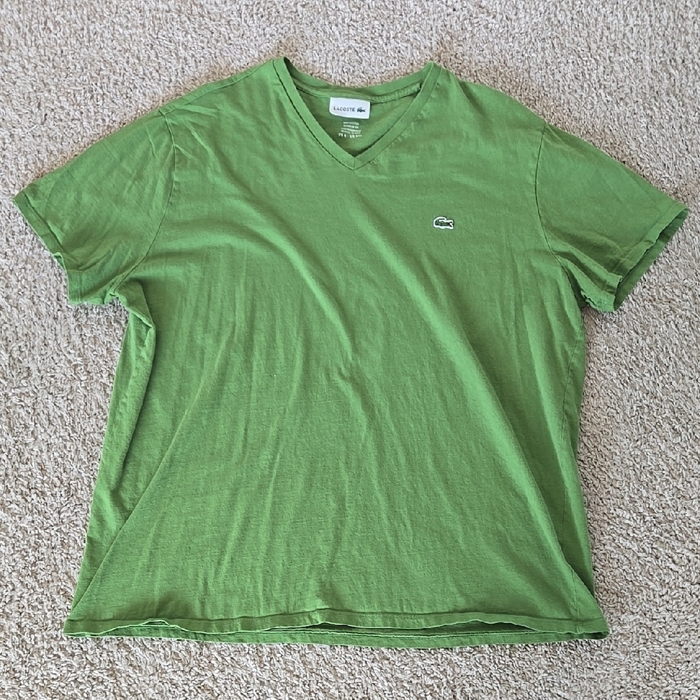 Lacoste Men's Short Sleeve V-Neck Tee in Green